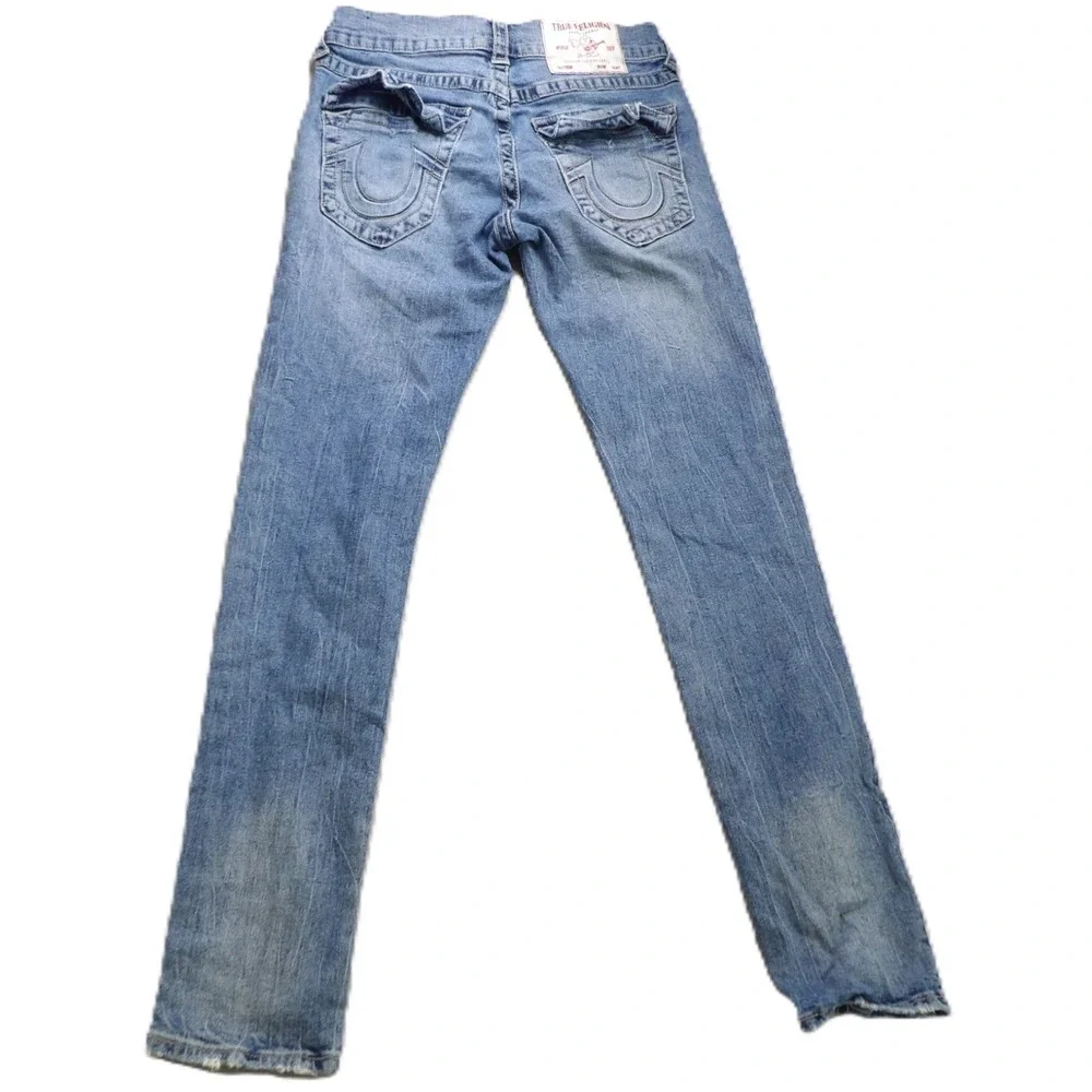 True Religion Rocco Slim Men Jeans 32 Flap Pocket Embossed Horseshoe Light Wash